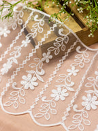 Net Lace - Vertical lines Embroidered net lace with sequins (Width - 7 inch)