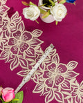 Gold Lace - Dull Gold Floral Embroidered Net Lace Border (Width -
