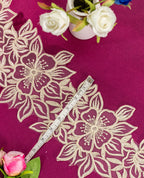 Gold Lace - Dull Gold Floral Embroidered Net Lace Border (Width -