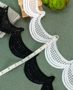 Net Lace - Dots Filled Crown Scallops with Sequins (Width - 3 inch)