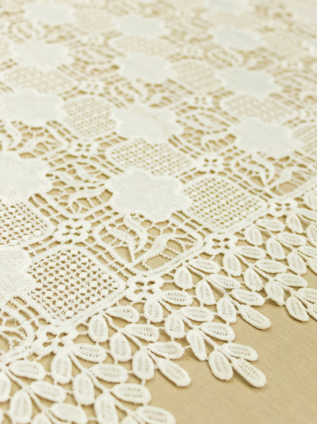 Lace Fabric - Floral Geometric Lace Fabric (Width - 52 inch)