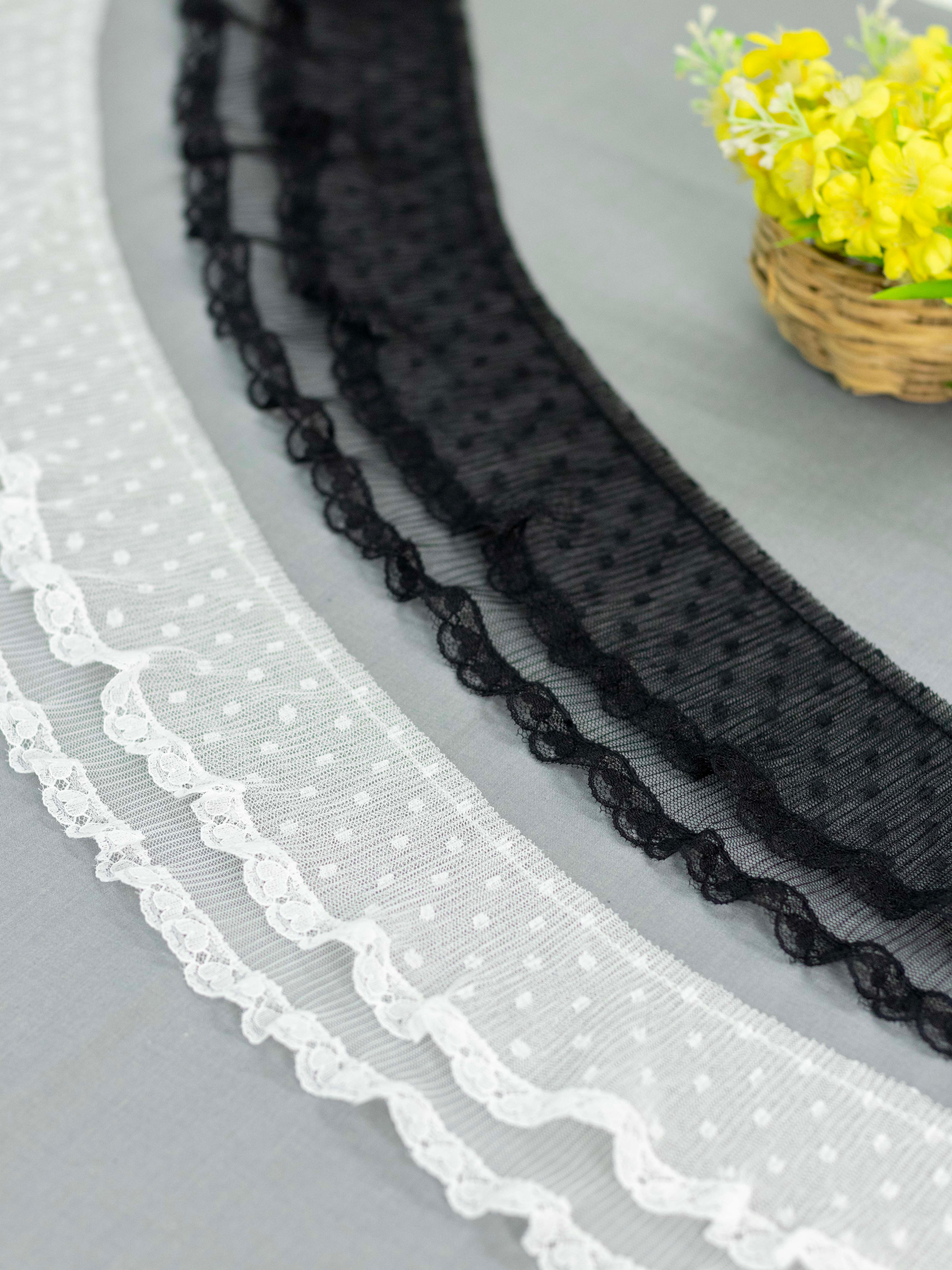 Net Lace - Double Layered Frill Lace ( (Width - 4 inch)