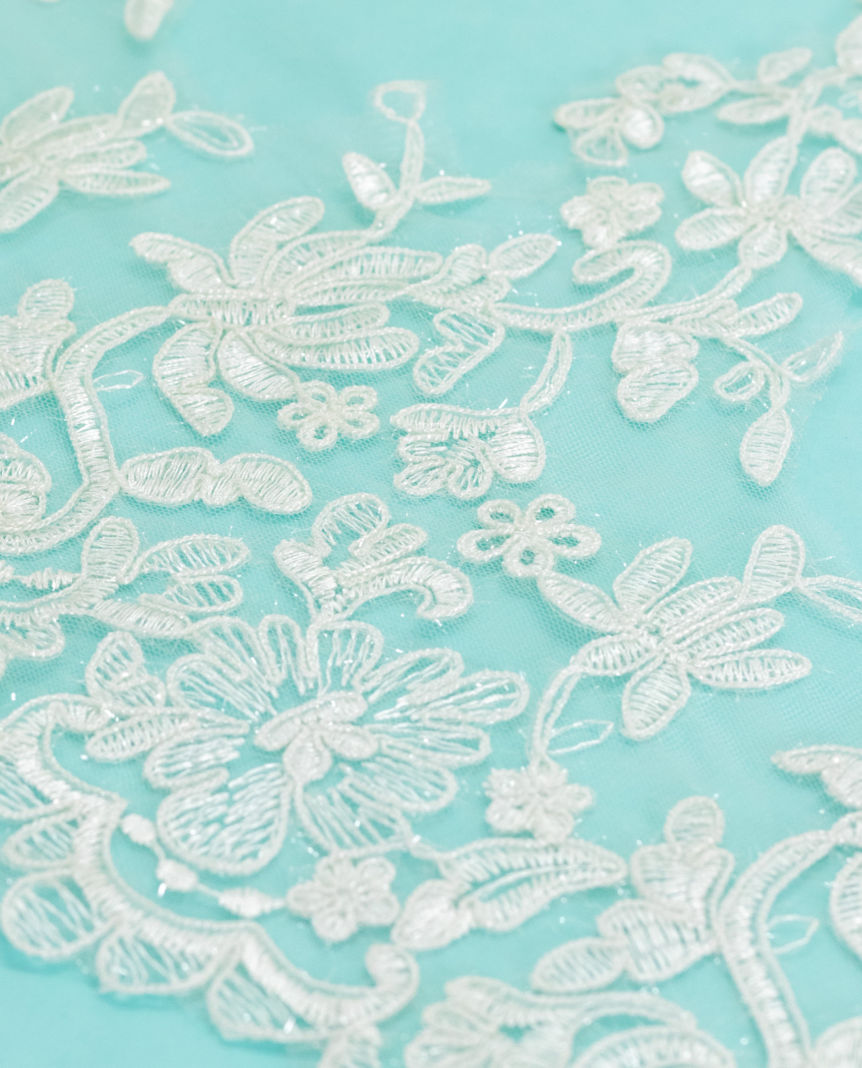 Net Lace - Broad Crown Lace with glitter thread and Cording (Width - 12 inch)