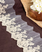 Organza Lace - Cotton Embroidered Organza Lace (Kora) (Width - 4 inch )