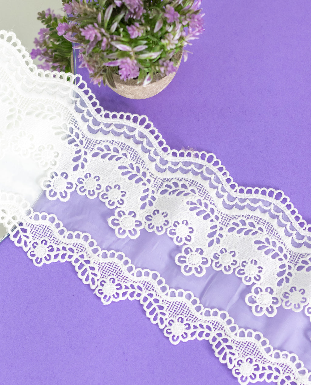 Organza Lace - Double Layered Floral organza lace (Width - 5 inch )