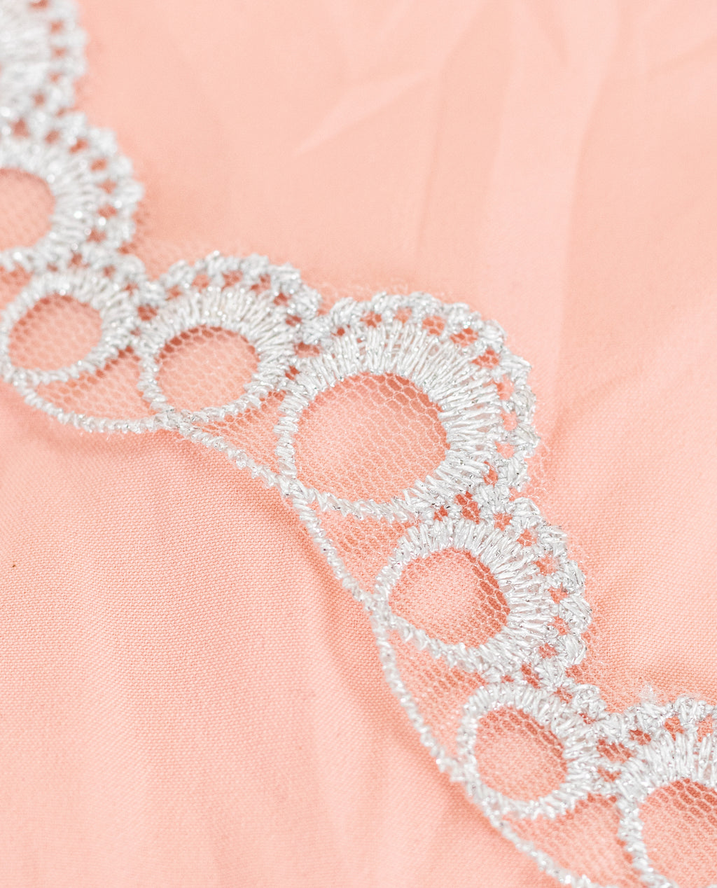 Silver Lace - Silver Swirls on net (Width - 1 inch)