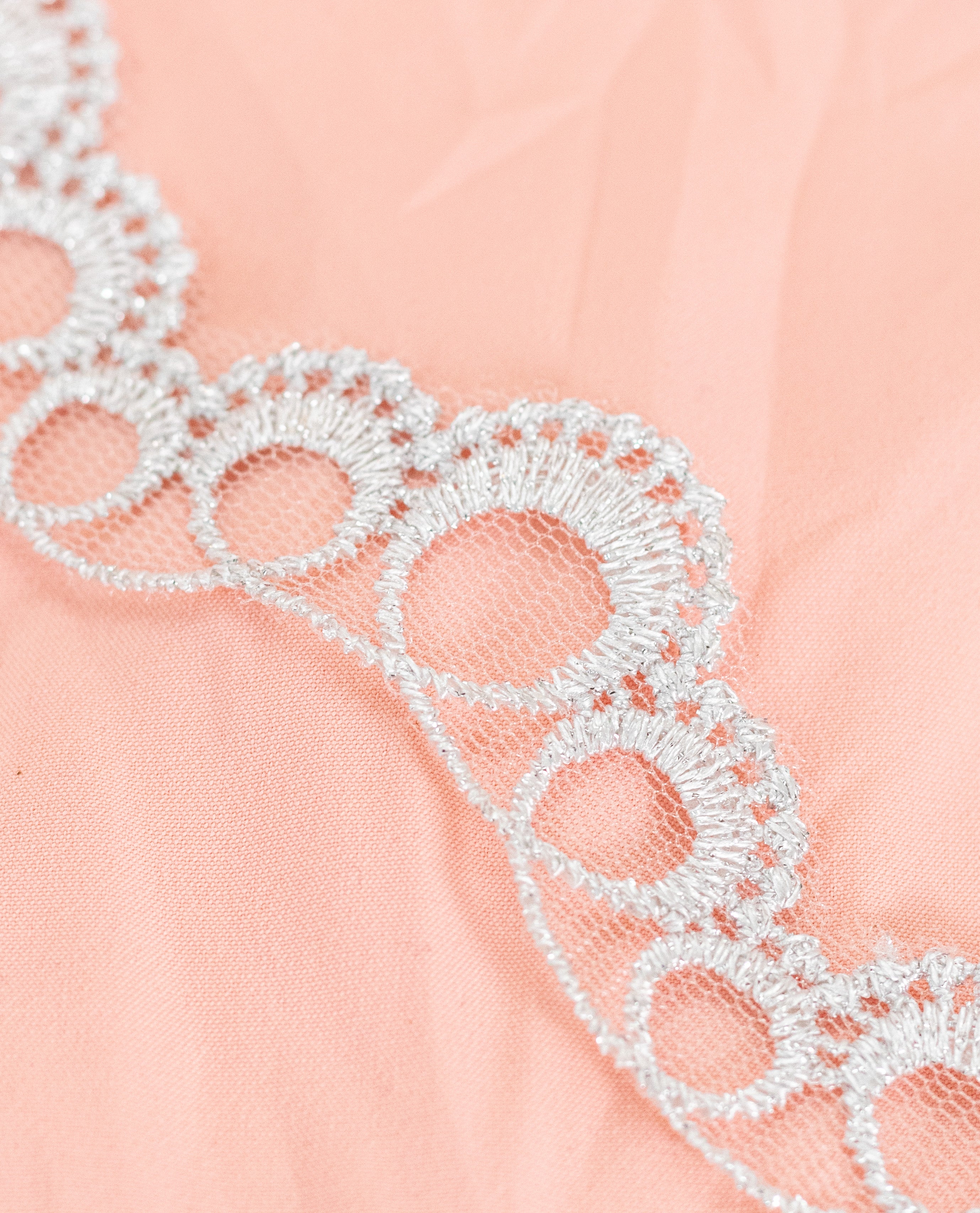 Silver Lace - Silver Swirls on net (Width - 1 inch)