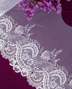 Organza Lace - Royal White Floral Organza Embroidered Lace Border (Width - 13 inch)