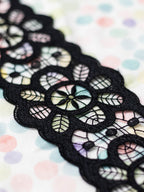 GPO Lace - Floral Cutwork Black Insertion Lace (Width - 3 inch)