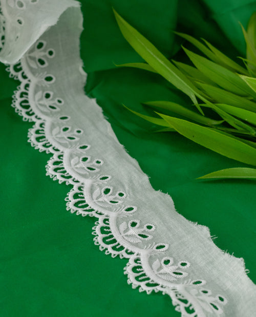 Cotton Lace - Cambric Hakoba with Cutwork GPO (Width - 2.5 inch)