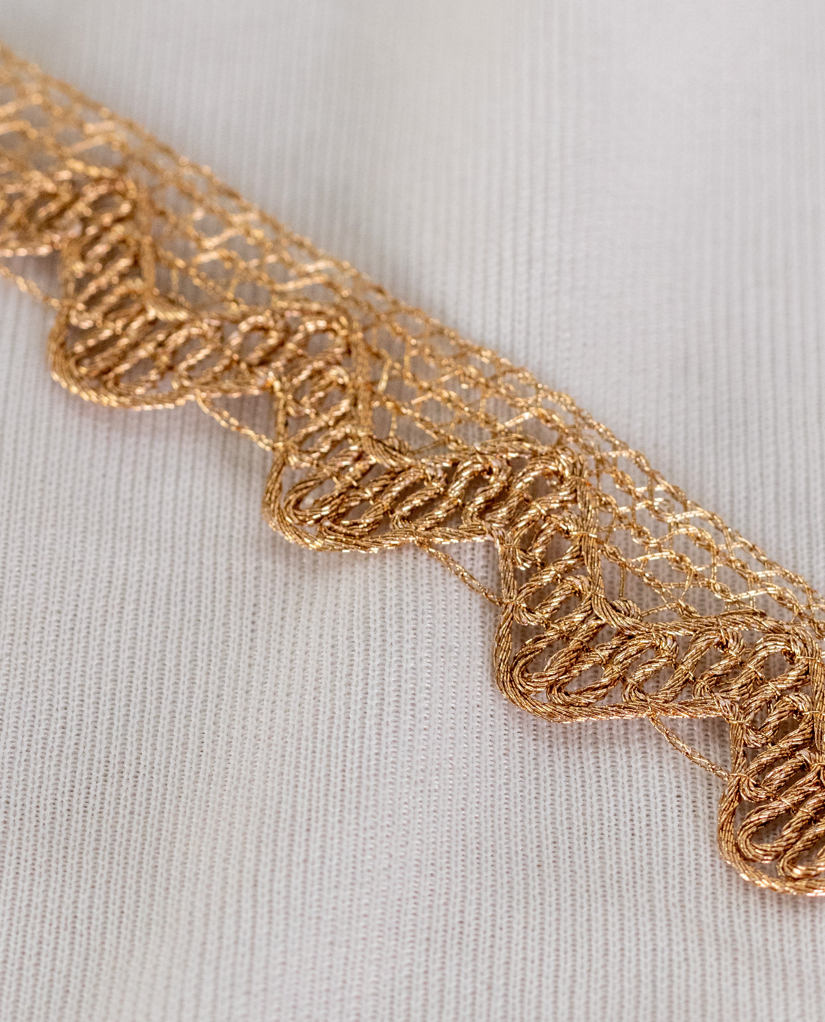 Gold Lace - Semi Crochet Rose Gold Edging (Width - 0.5/0.75 inch)