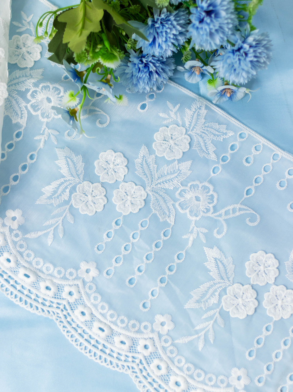 Net Lace - 3D Flower Georgette Broad Lace (Width - 10)
