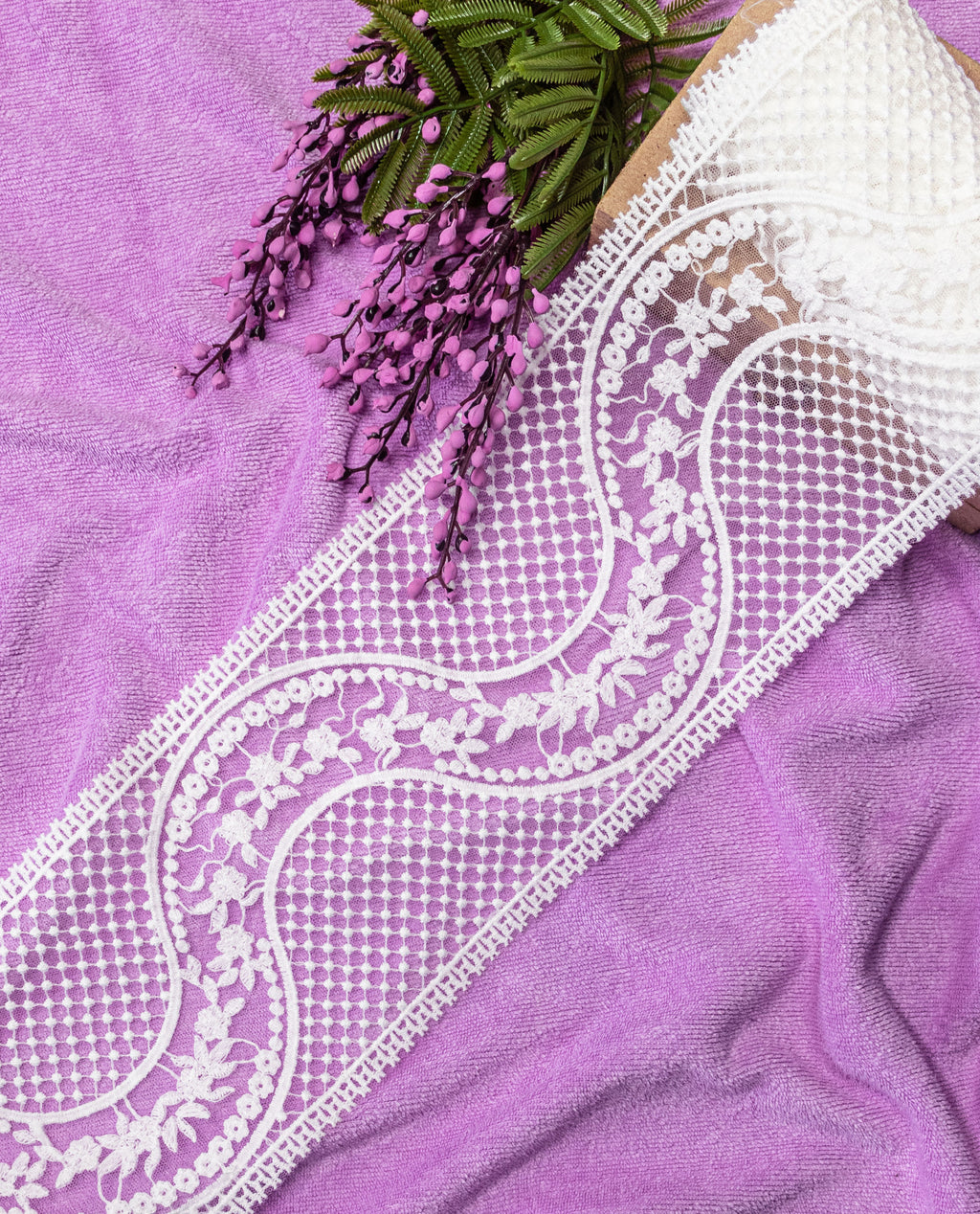 Net Lace - Parallel Border with Wave (Width - 5 inch)