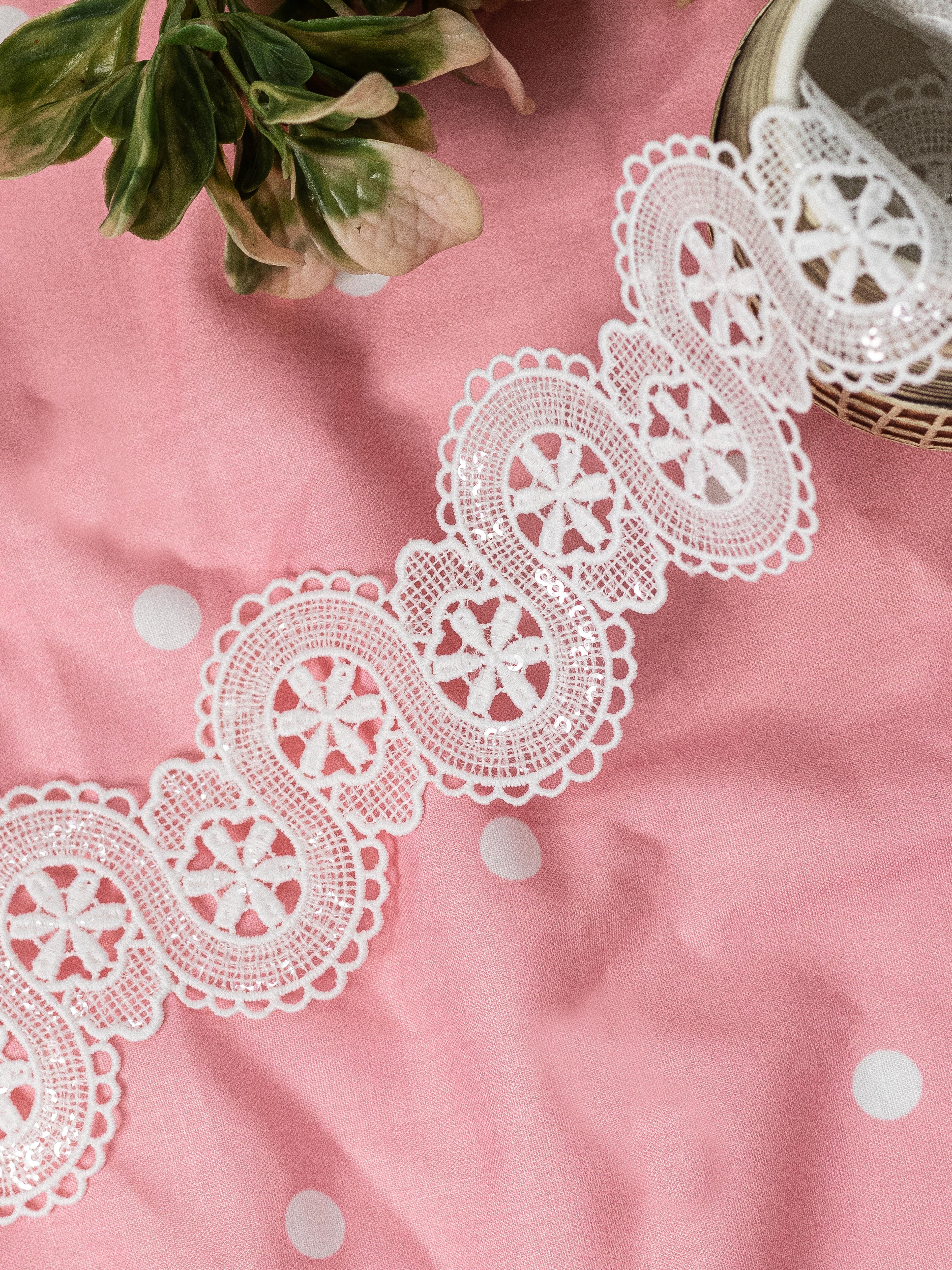 GPO Lace - Up and Down ‘U’ GPO lace with sequins (Width - 2.5 inch)