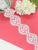 GPO Lace - Diamond Check & Curved Scallop Pattern (Width - 2.5 Inch)