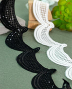 Net Lace - Dots Filled Crown Scallops with Sequins (Width - 3 inch)