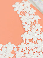 White Floral Crochet Lace V-Neck Applique – Handmade Neckline Patch for Kurtis, Dresses & Ethnic Wear