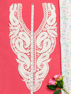 Ivory Heavy Paisley Embroidered Kurti Front Neck Panel