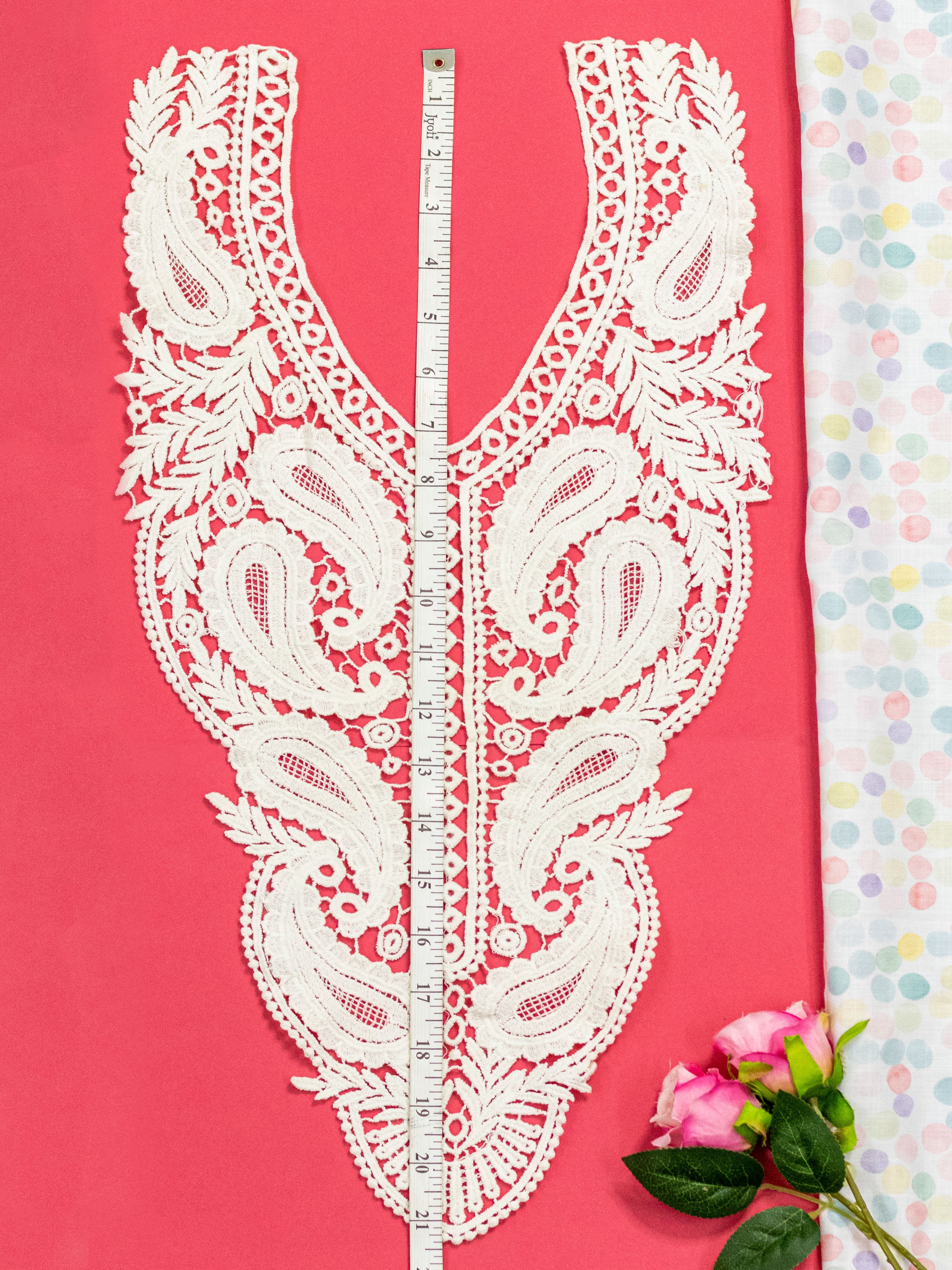 Ivory Heavy Paisley Embroidered Kurti Front Neck Panel