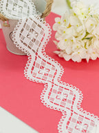 GPO Lace - Diamond Check & Curved Scallop Pattern (Width - 2.5 Inch)