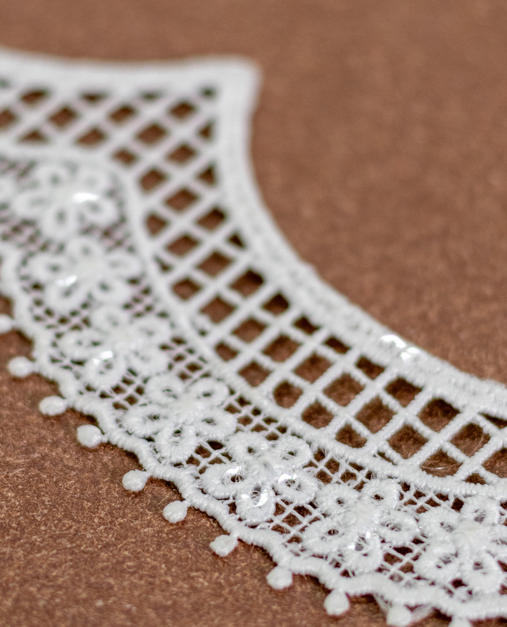 GPO Lace - Scallops with checks and sequins (Width - 2 inch)
