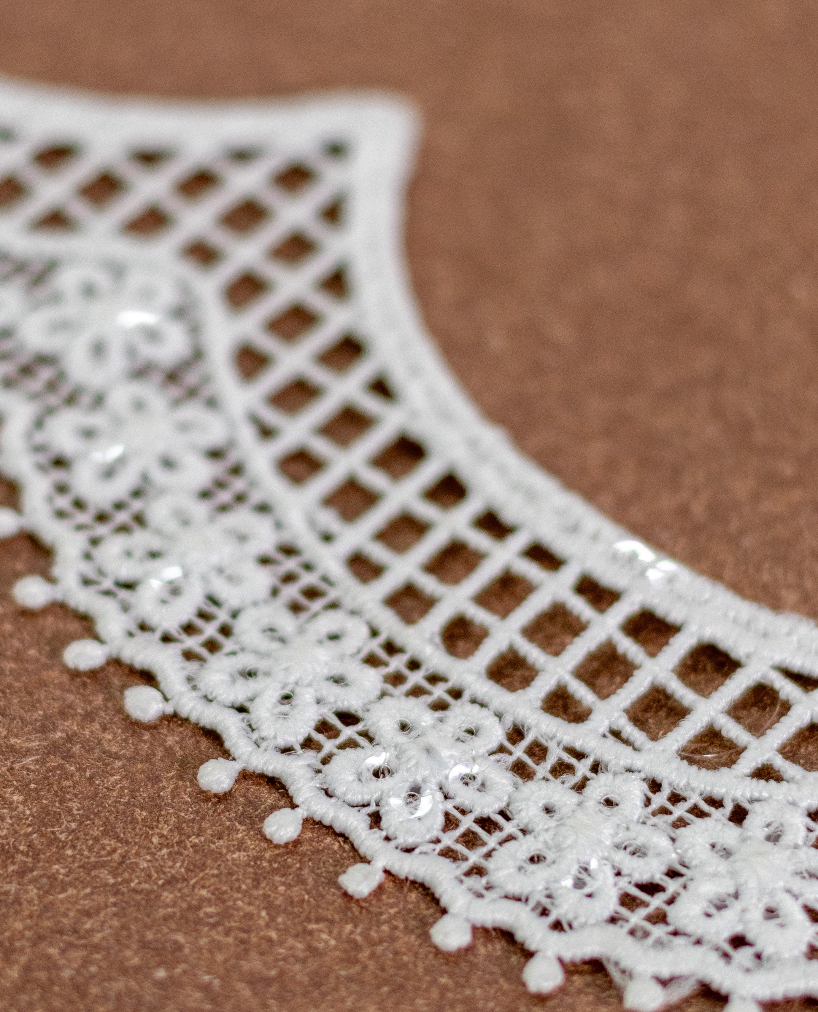 GPO Lace - Scallops with checks and sequins (Width - 2 inch)