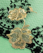 Net Lace - Black and Gold (Zari) Embroidred Crown Lace ( Width - 7 inch)