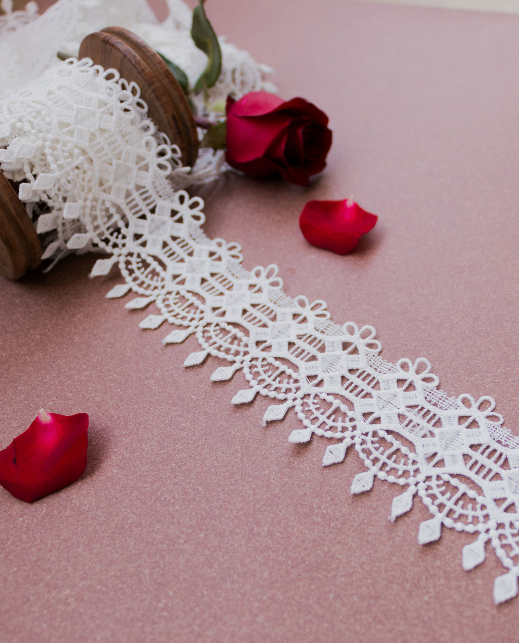 GPO Lace - Geometric Diamond Pattern & Hanging Tassel Motifs (Width - 2 Inch)