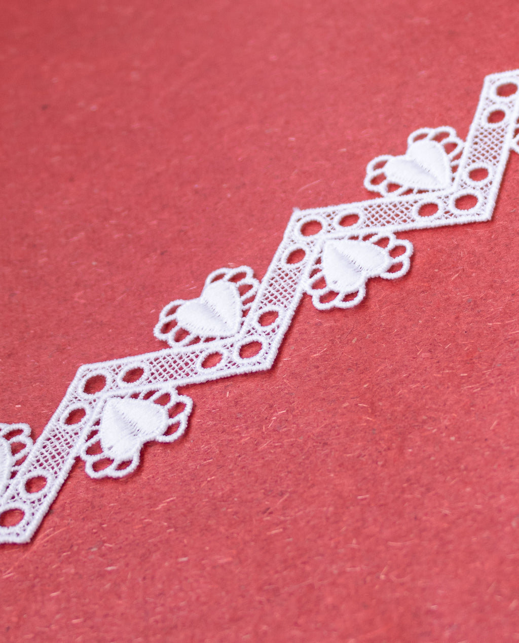 GPO Lace - Heart Motifs on Chevron Pattern (Width - 2 Inch)