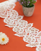 Net Lace - White/Black Cording lace with Gold Zari (Width - 5 inch)