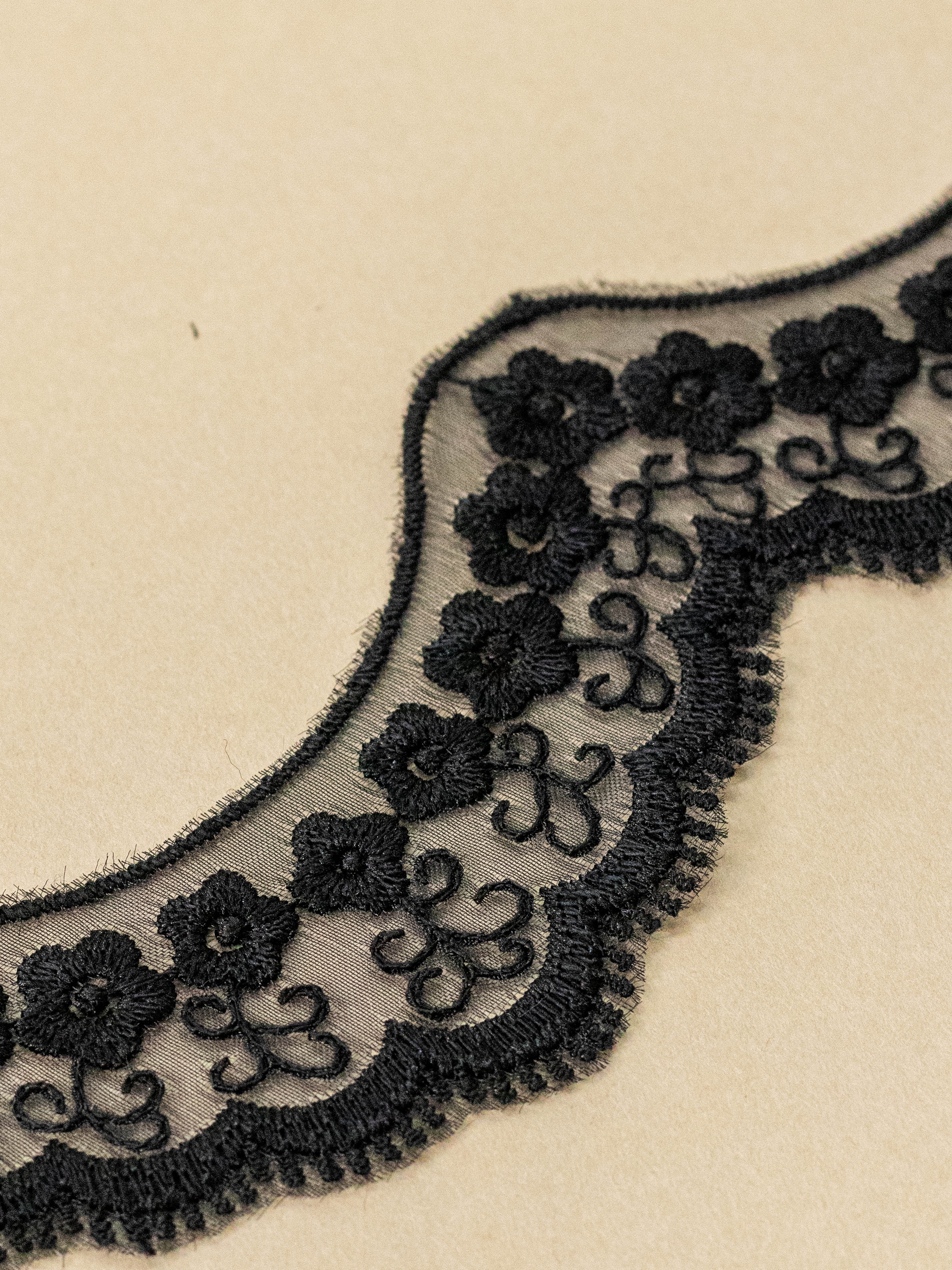 Organza Lace - Embroidered Waves on Organza (Width - 2 inch)