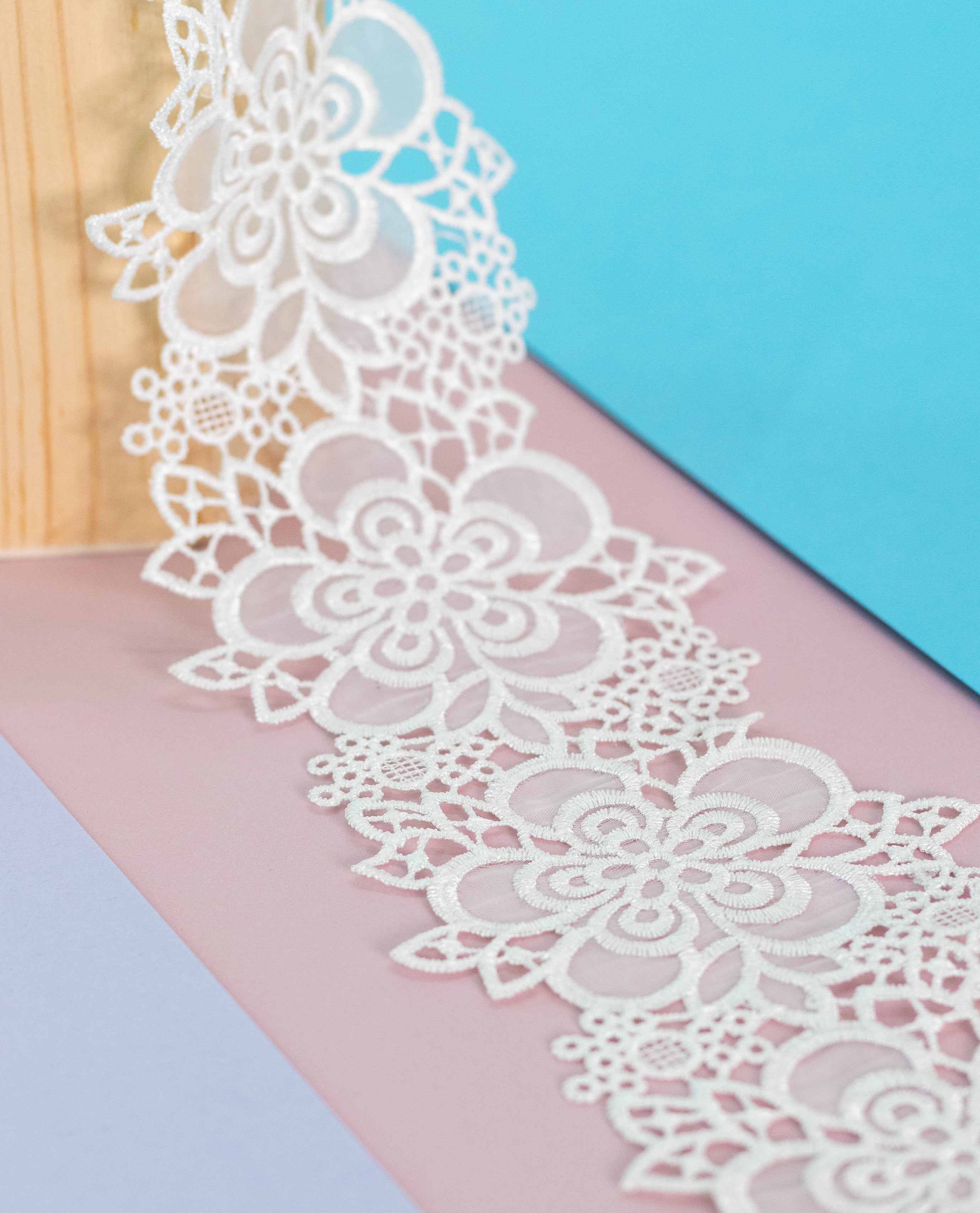 Organza Lace - Cutwork Floral motifs organza lace (Width - 3.5 inch)