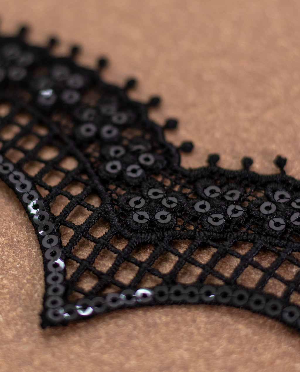 GPO Lace - Scallops with checks and sequins (Width - 2 inch)