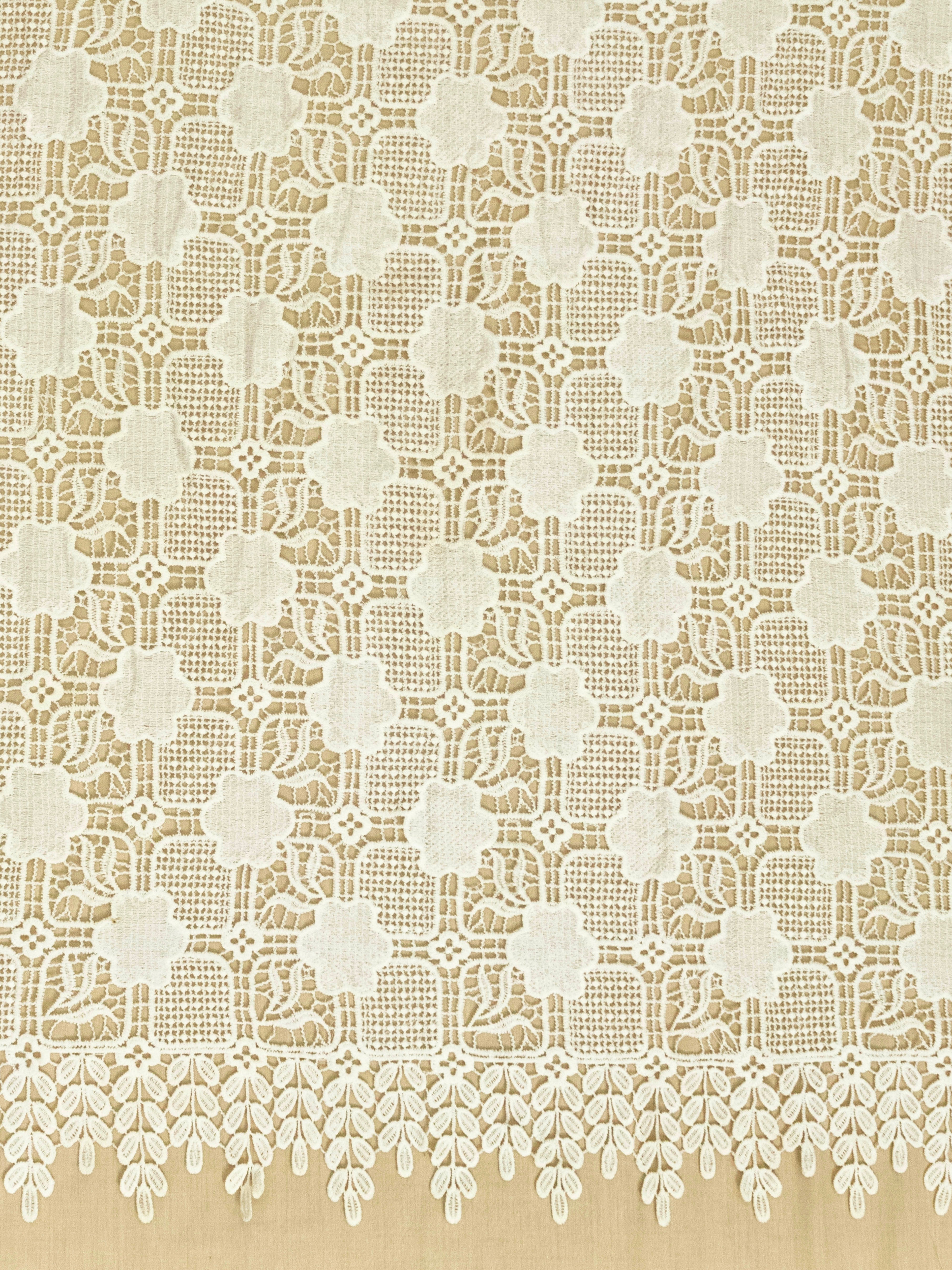 Lace Fabric - Floral Geometric Lace Fabric (Width - 52 inch)
