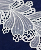 Organza Lace - Abstract Cutwork Organza Lace with sequins (Width - 3.5 inch)