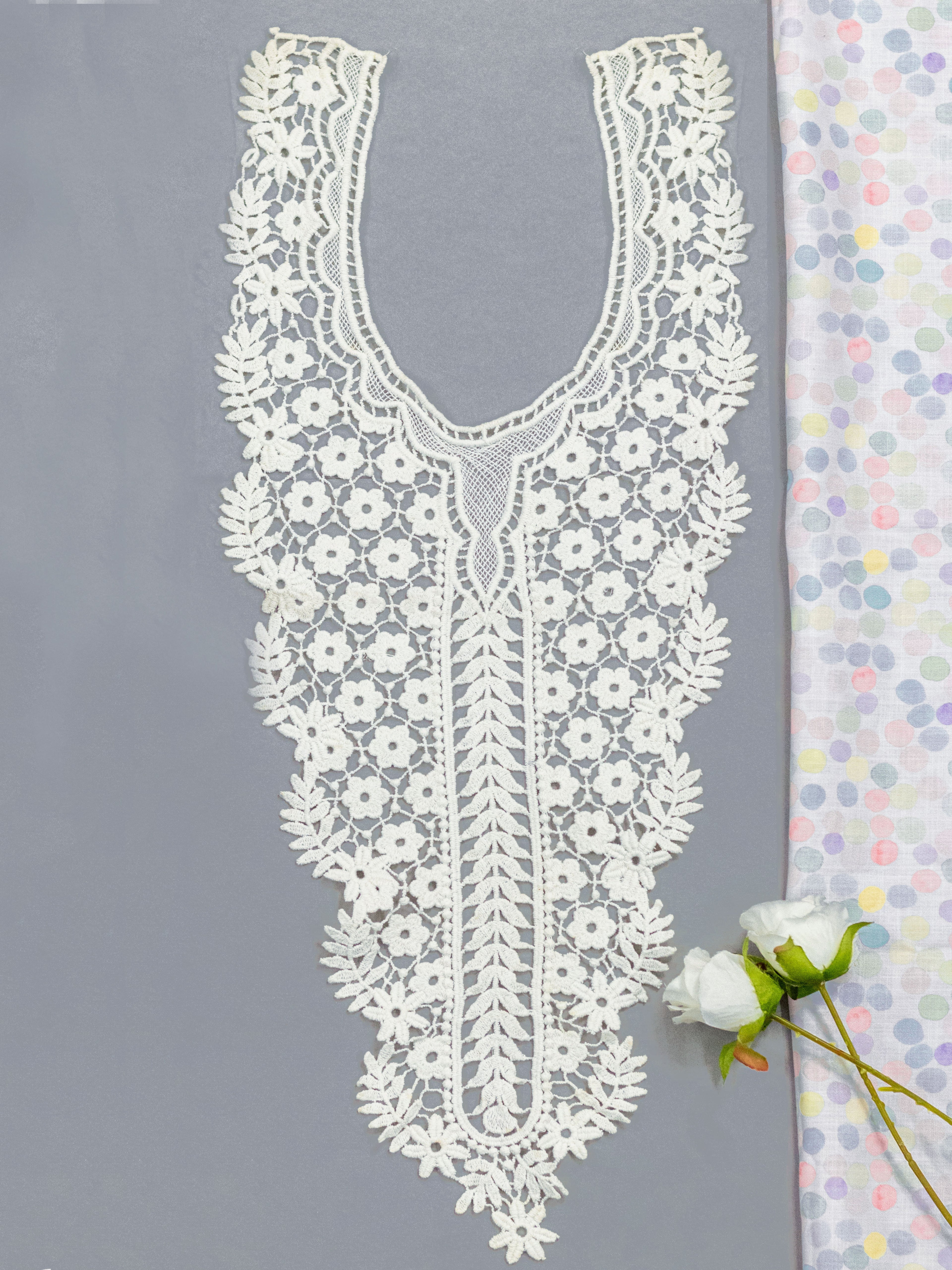 Heavy Floral Embroidered Kurti Front Neck Panel