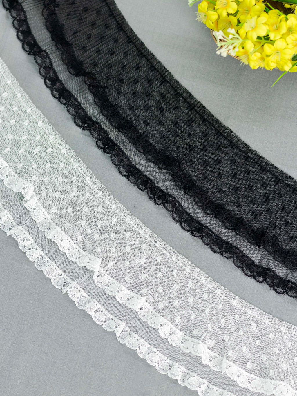 Net Lace - Double Layered Frill Lace ( (Width - 4 inch)