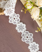 Organza Lace - Cutwork Organza flowers in series with sequins (Width - 2 inch)