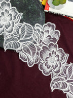 Net Lace - Floral Motifs Broad Lace with sequins (Width - 6 inch )