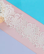 Organza Lace - Cutwork Floral motifs organza lace (Width - 3.5 inch)