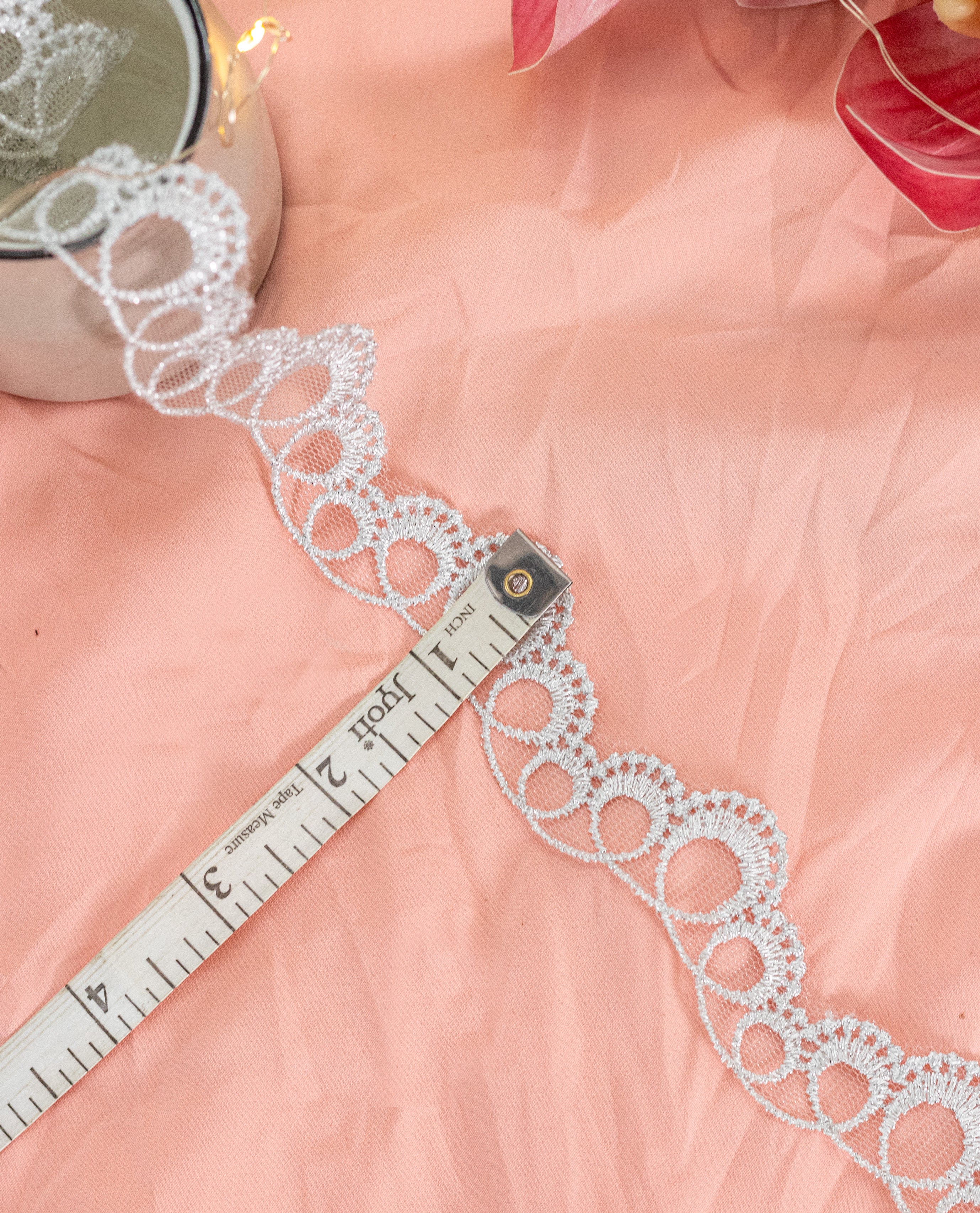 Silver Lace - Silver Swirls on net (Width - 1 inch)