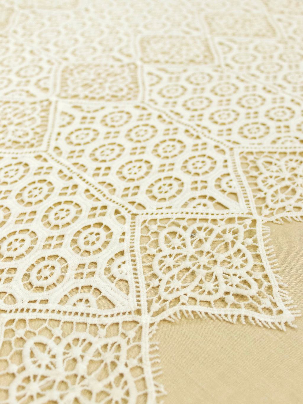 Lace Fabric - Geometrical Cutwork Allover Fabric (Width - 53 inch)
