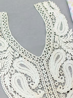 Ivory Heavy Paisley Embroidered Kurti Front Neck Panel