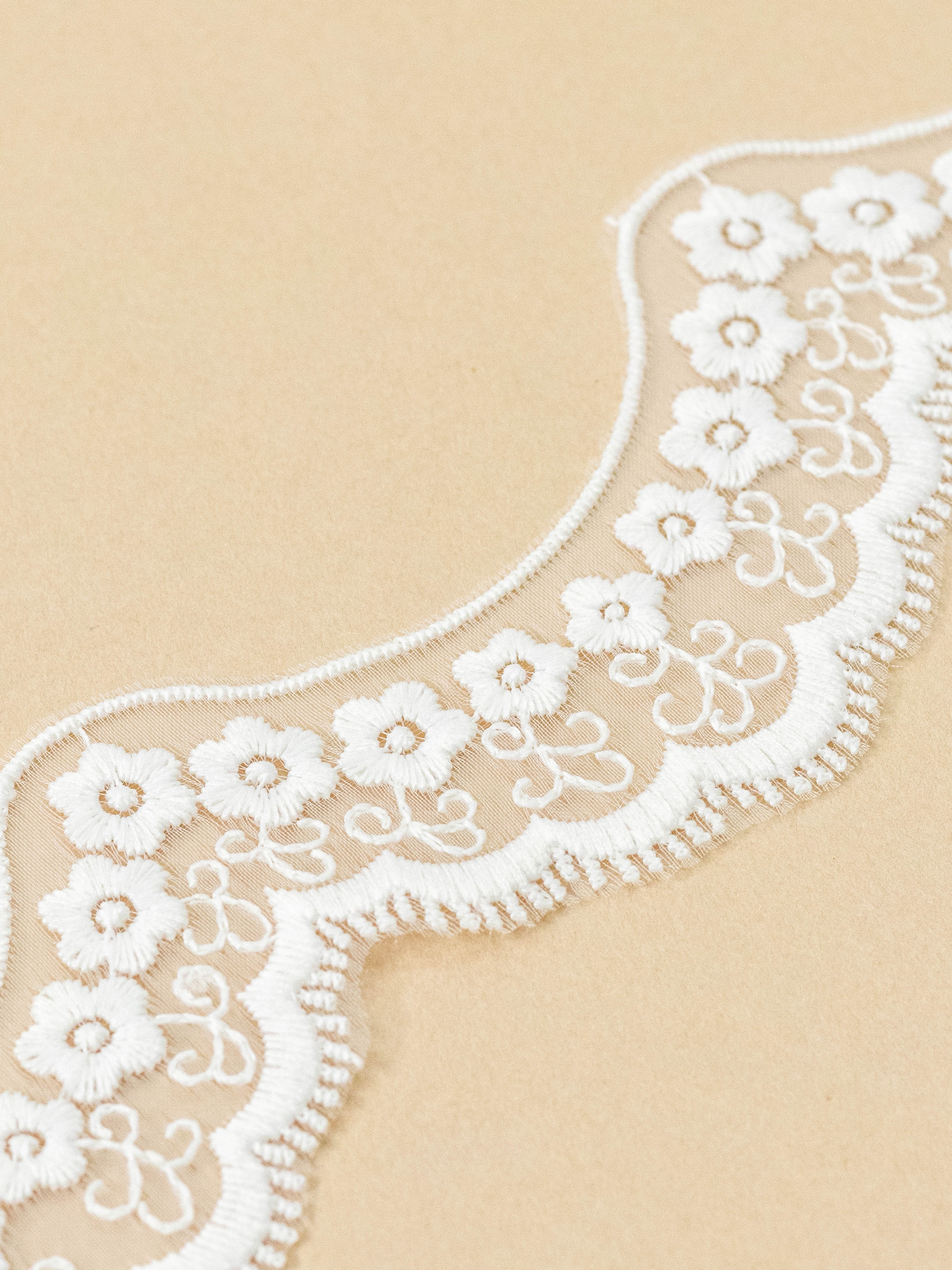 Organza Lace - Embroidered Waves on Organza (Width - 2 inch)