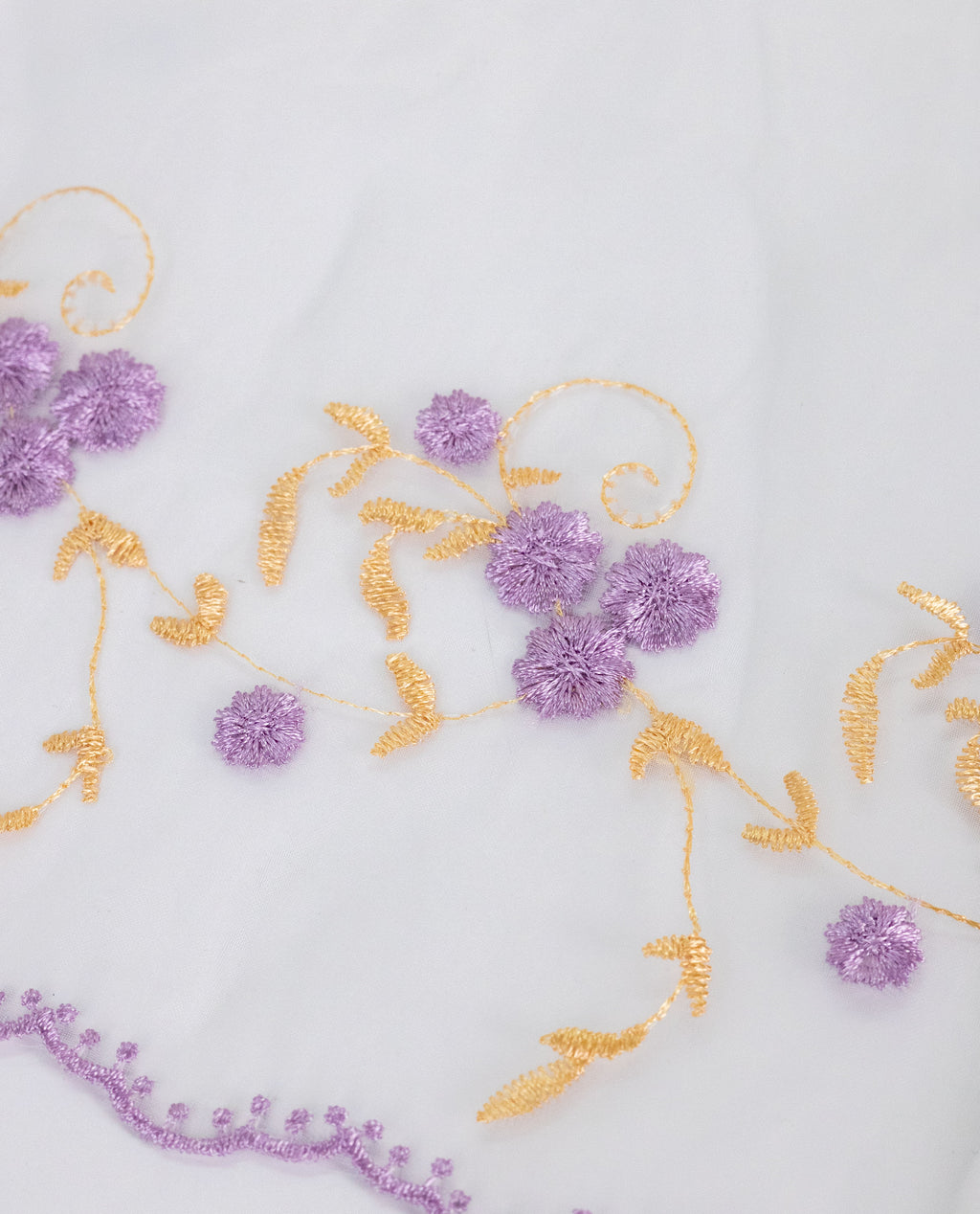 Organza Lace - Multicolour Embroidered Broad Organza Lace (Width - 8.5 inch)