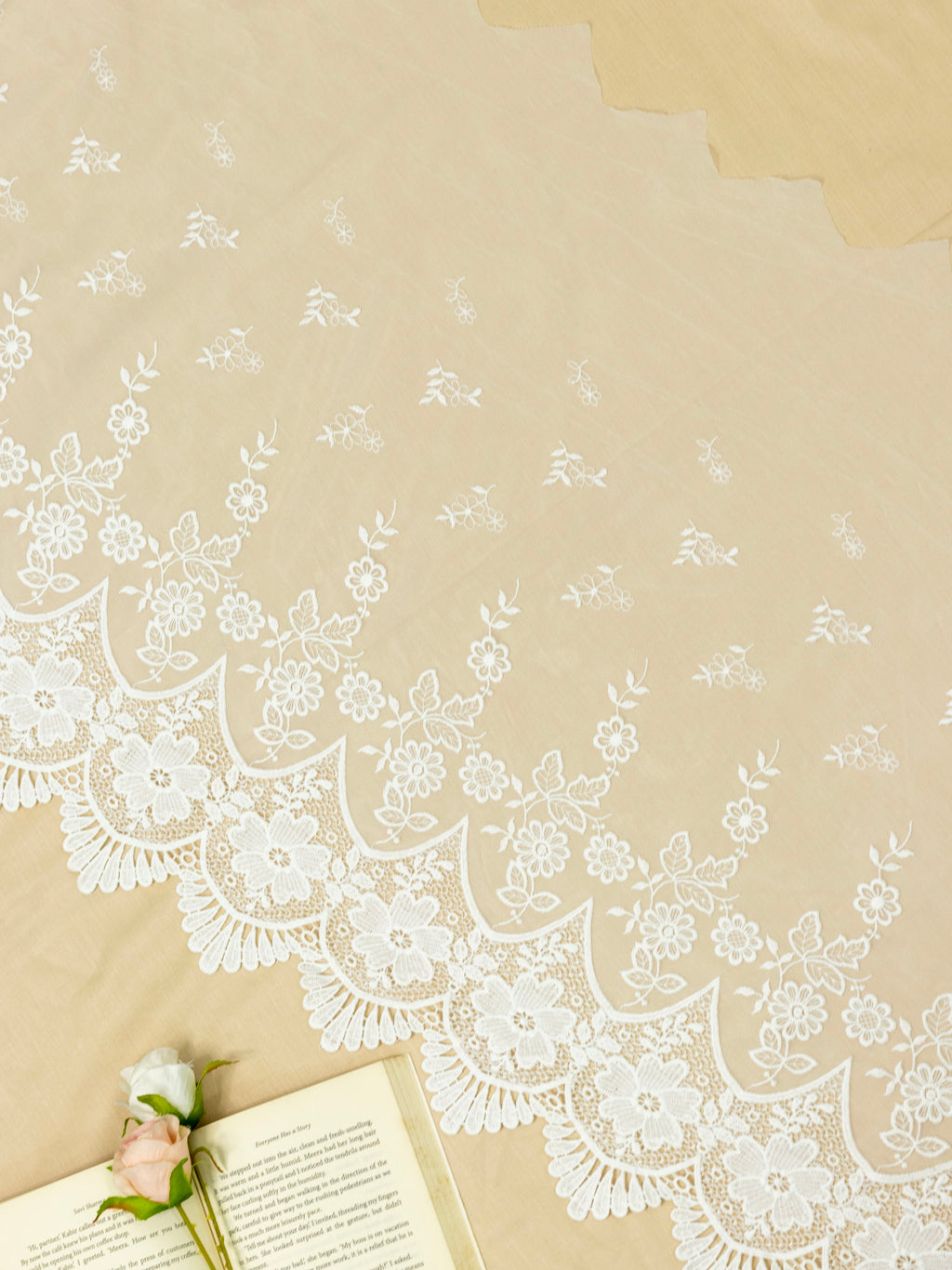 Net Lace - Broad Palla Scalloped lace (Width - 21 inch)