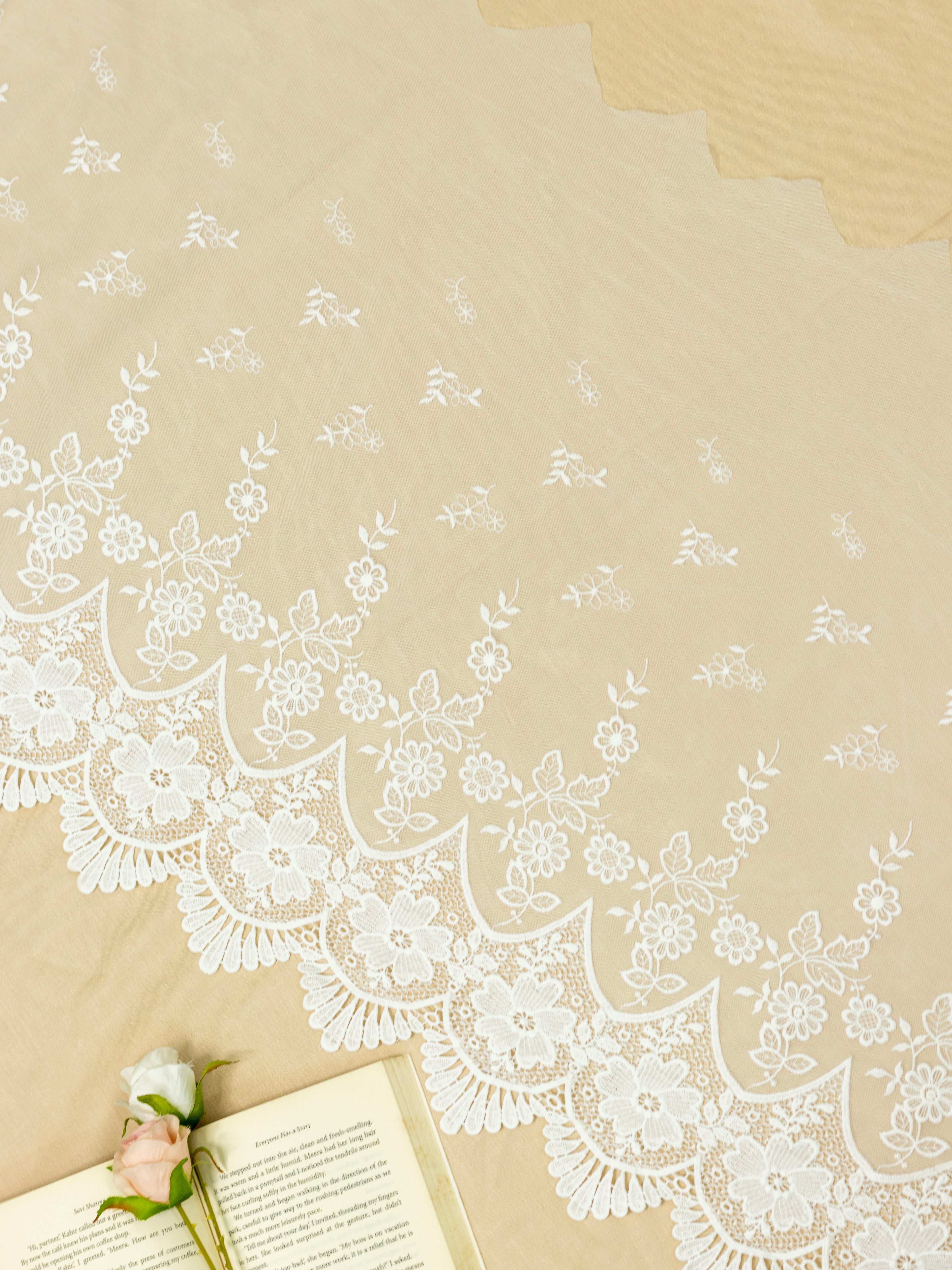 Net Lace - Broad Palla Scalloped lace (Width - 21 inch)