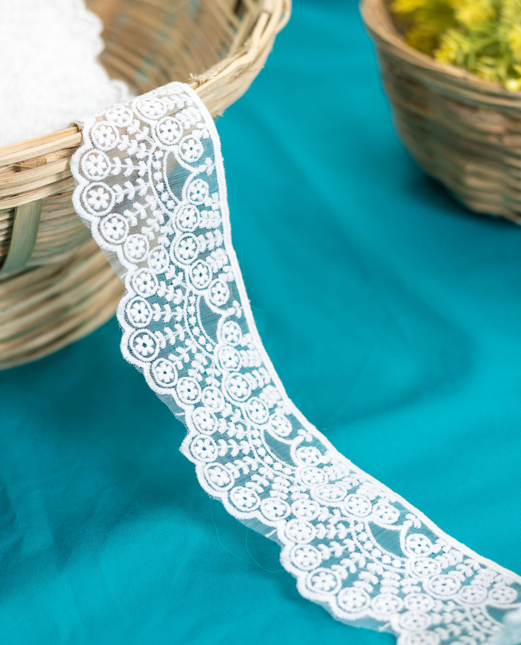 Organza Lace - Embroidered Organza one sided Lace (Width - 2 inch)