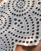 Cotton Lace - Bohemian White Cotton Cutwork Floral Lace Border (Width - 5 inch)