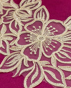 Gold Lace - Dull Gold Floral Embroidered Net Lace Border (Width -